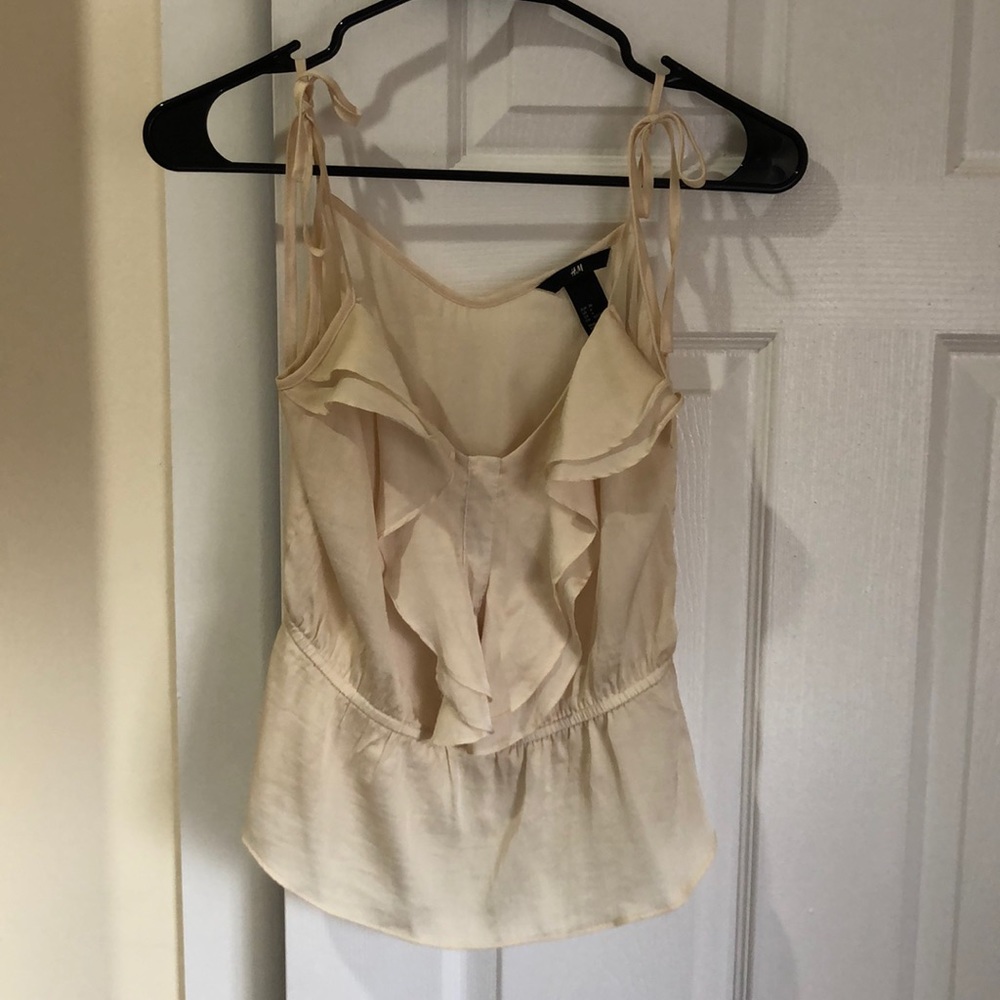 H&M Cream Ruffle Tie Straps Tank Top